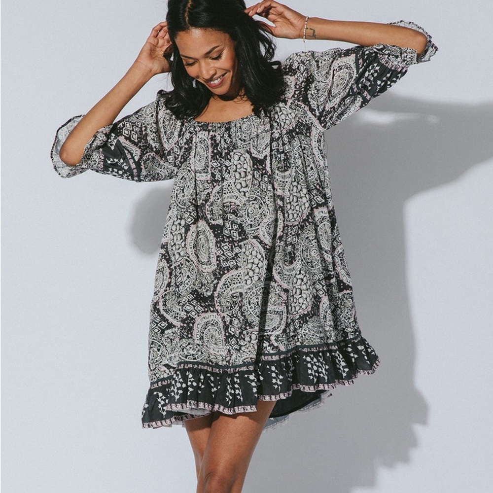 Bohemian Black and White Patterned Dress